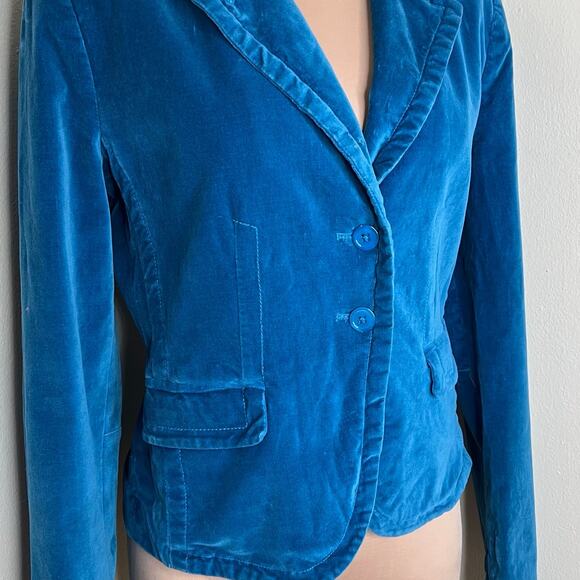Lucky Brand Velvet Blazer Jacket Large Womens Blue Career Work Chic Velour Slit - Picture 4 of 9